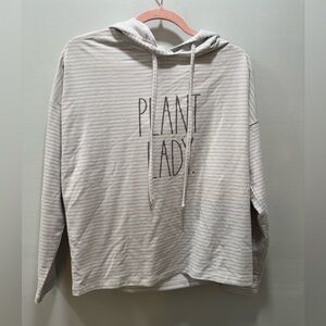 Rae Dunn Striped Plant Lady Hoodie. Size Small